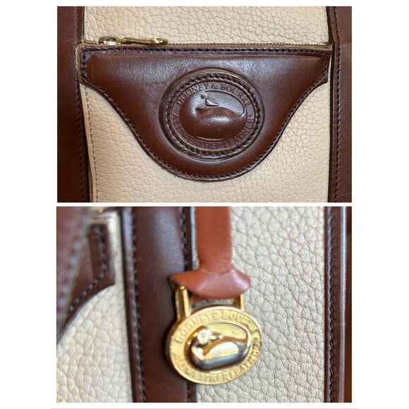 DOONEY & BOURKE - Vintage All Weather Leather (AWL) Shoulder Bag/Cream & Brown - Picture 12 of 16